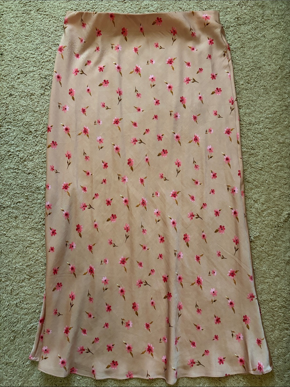 Light Pink Floral Midi Skirt